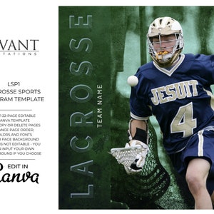 Plantilla de programa atlético de Lacrosse, Noche para personas mayores, Diseño de revista deportiva para promoción impresa en línea, Booster Clubs, Equipos de Lacrosse, LSP1