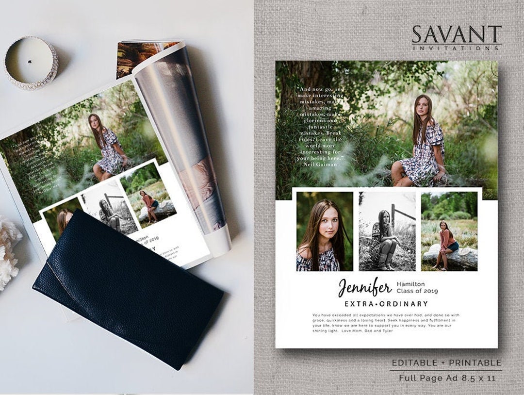 Yearbook Ad - Full Page, Graduation Yearbook Ad, School Yearbook Ad, 8 ...