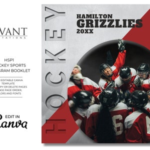 Plantilla de programa de hockey - Senior Night Sports - Personalízala para tu equipo - Fácil de editar en Canva - HSP1