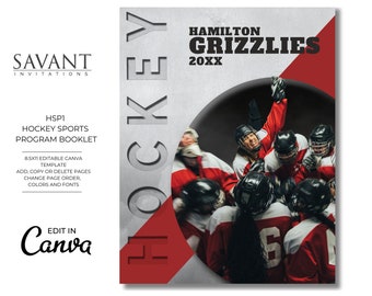 Plantilla de programa de hockey - Senior Night Sports - Personalízala para tu equipo - Fácil de editar en Canva - HSP1