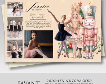 NEU! Nussknacker Tanz-Gewächsjahr-Werbeanzeige - Halbe Seite - Tanz-Gedankenschau-Tribute-Seite für Eltern - 3 Layout-Optionen - 28DRATN