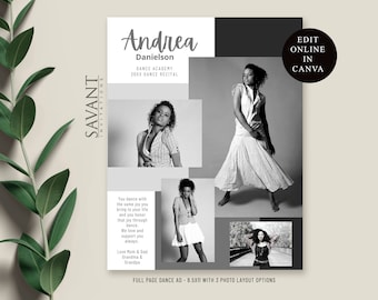 Dance Recital Ad Template, Dance Recital Program Ad, Editable FULL PAGE Photo Dance Ad, Minimalist, Yearbook, Canva Template, DA18FP