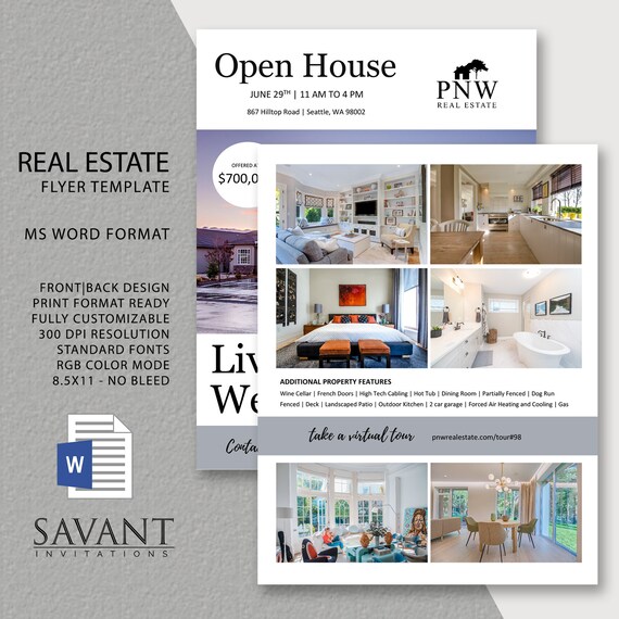 Real Estate C Flyer Template Marketing Flyer Home For Sale Etsy