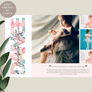 Dance Recital Ad Template, Floral, Personalize your Half Page 5.5x8.5 Photo Dance Ad, Modern, CANVA TEMPLATE, PINK, DAFP2