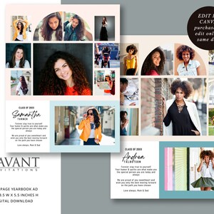 Plantilla Canva de anuncio de anuario de graduación de Arches Senior, plantilla de anuncio de página completa editable en Canva, fácil de personalizar, Chica, YBAG703