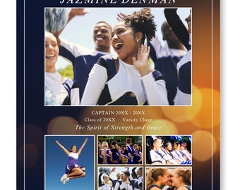Cheer Tribute Page Template • Full Page • Senior Night Cheer Program Page • Editable Canva Cheerleader Yearbook Ad • Class of Printable