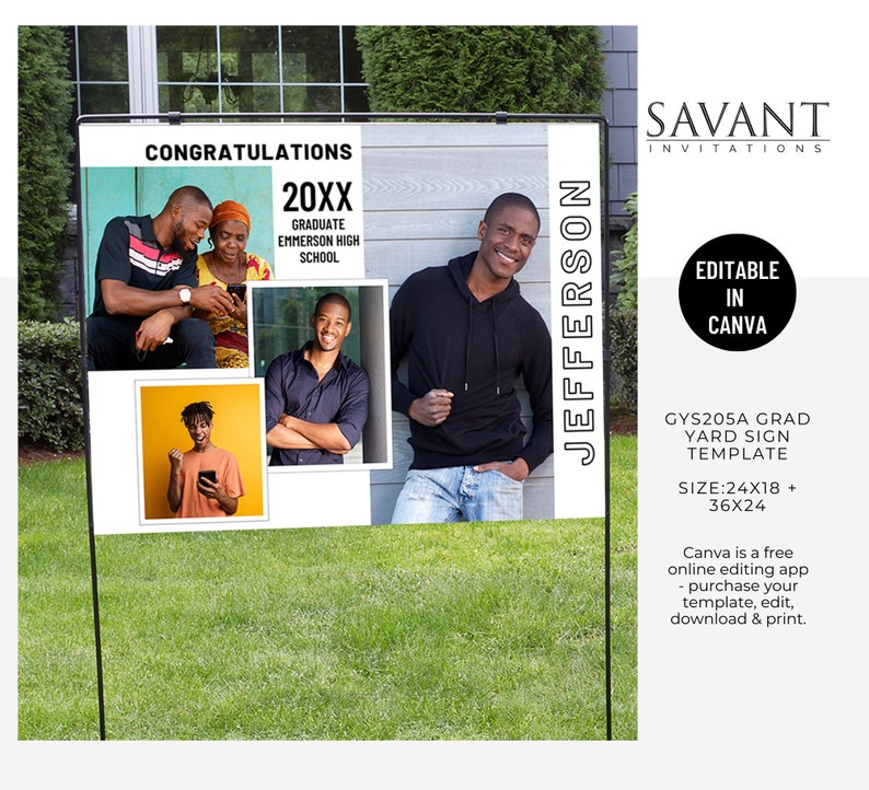 Graduation Yard Sign Template, Editable in Canva, Class Of ...