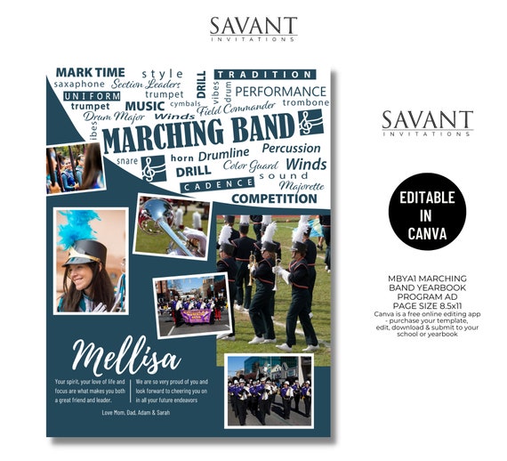 FULL PAGE Marching Band Yearbook Ad Template Program Ad Etsy