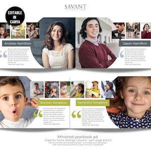 Plantilla de Canva para anuncios de anuario escolar: media página, collage editable para anuario escolar, escuela secundaria, primaria y secundaria, 8,5 x 5,5, YRBA42HP