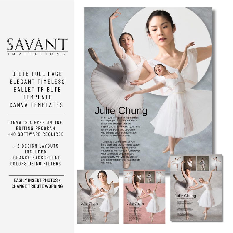 Full Page Elegant Dance Ad - Recital Program Tribute Ad Template ...