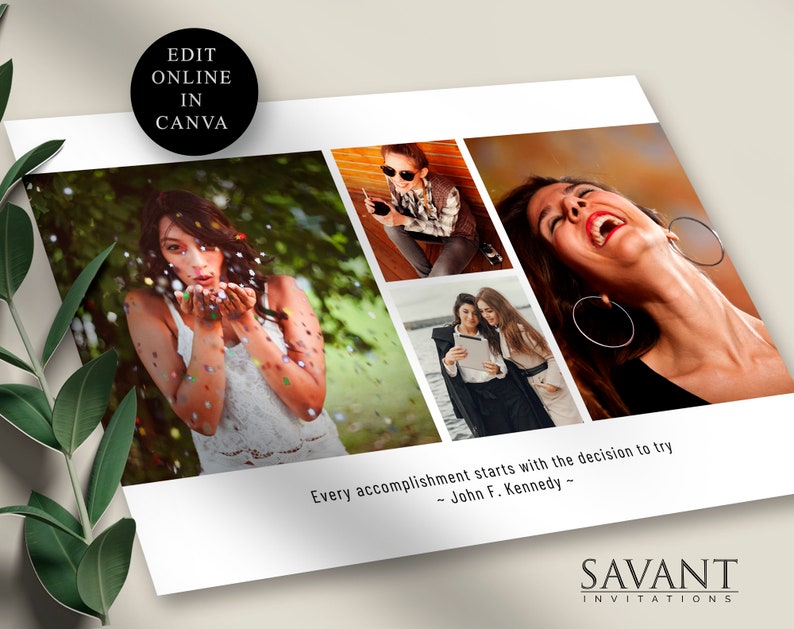 Puede incluir: Un collage de cuatro fotos con diferentes personas. La cita "Every accomplishment starts with the decision to try - John F. Kennedy -" est&aacute; impresa debajo de las fotos. El texto "SAVANT INVITATIONS" est&aacute; impreso en la parte inferior de la imagen.