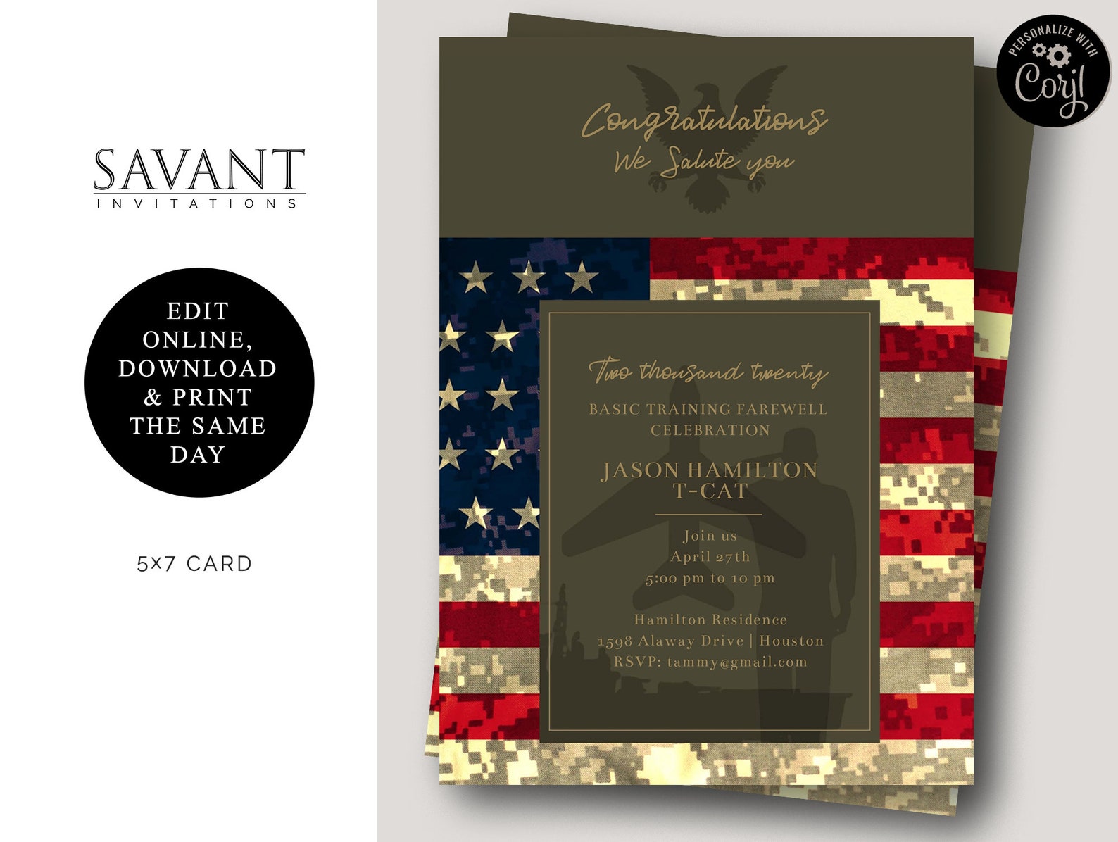 Military Boot Camp Party Invitation Printable Editable | Etsy