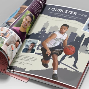 Modèle d'annonce d'hommage de remise des diplômes de l'annuaire pleine page - Annonce de programme sportif de basket-ball - Urbain - modifier et personnaliser dans Canva - BBU1 BASKETBALL