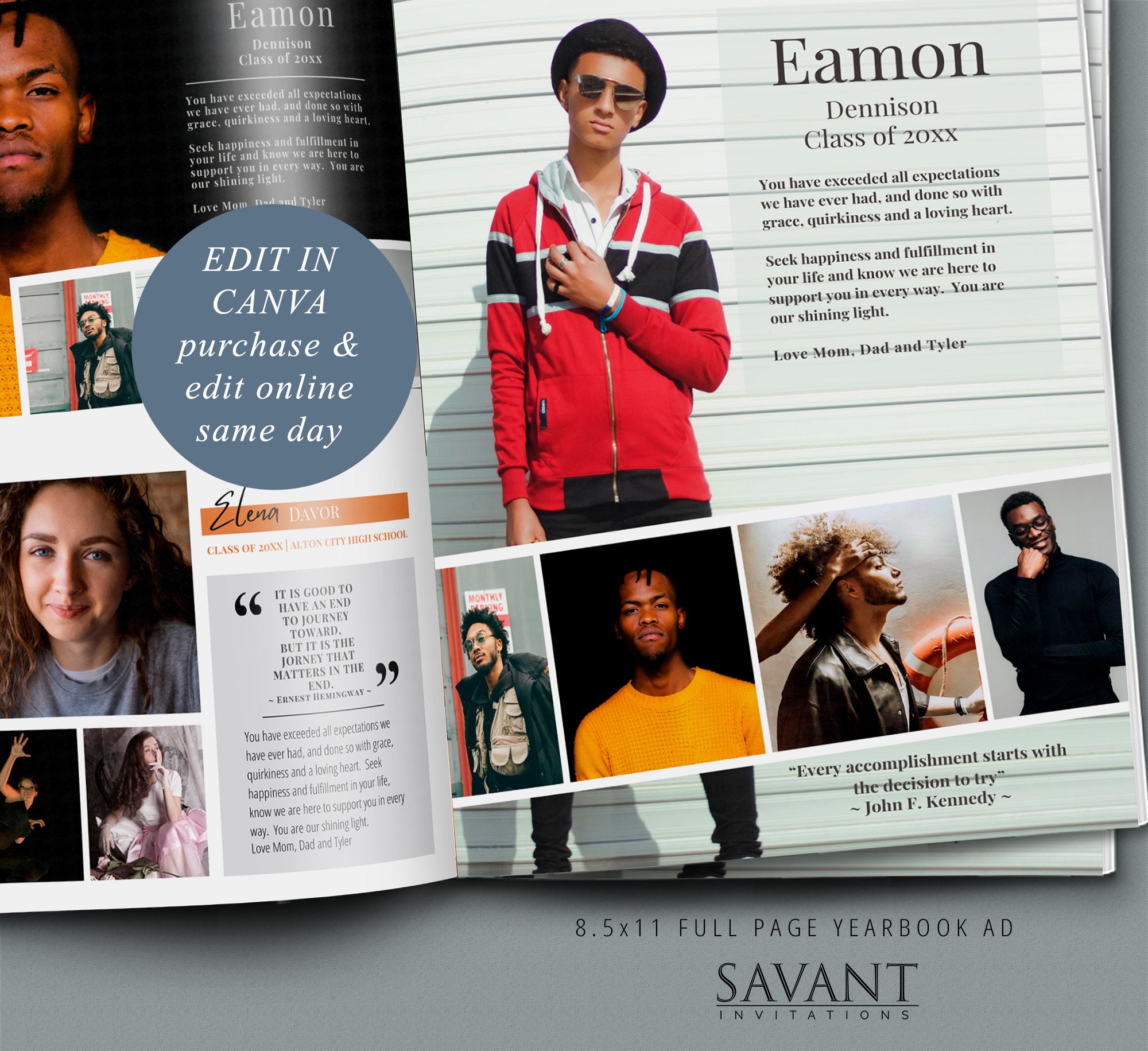 Photo Collage Yearbook Ad Canva Template High School | Etsy