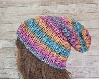 Reversible Slouchy Hat for Women, Womens Slouchy Beanie, Adult Winter Hat, Womens Winter Hat