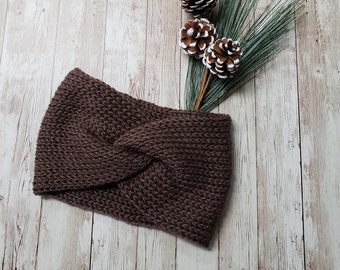 Womens Brown Turban Twisted Knot Winter Headband, Boho Turban Twisted Headband for Women, Womens Winter Hat, Adult Winter Hat