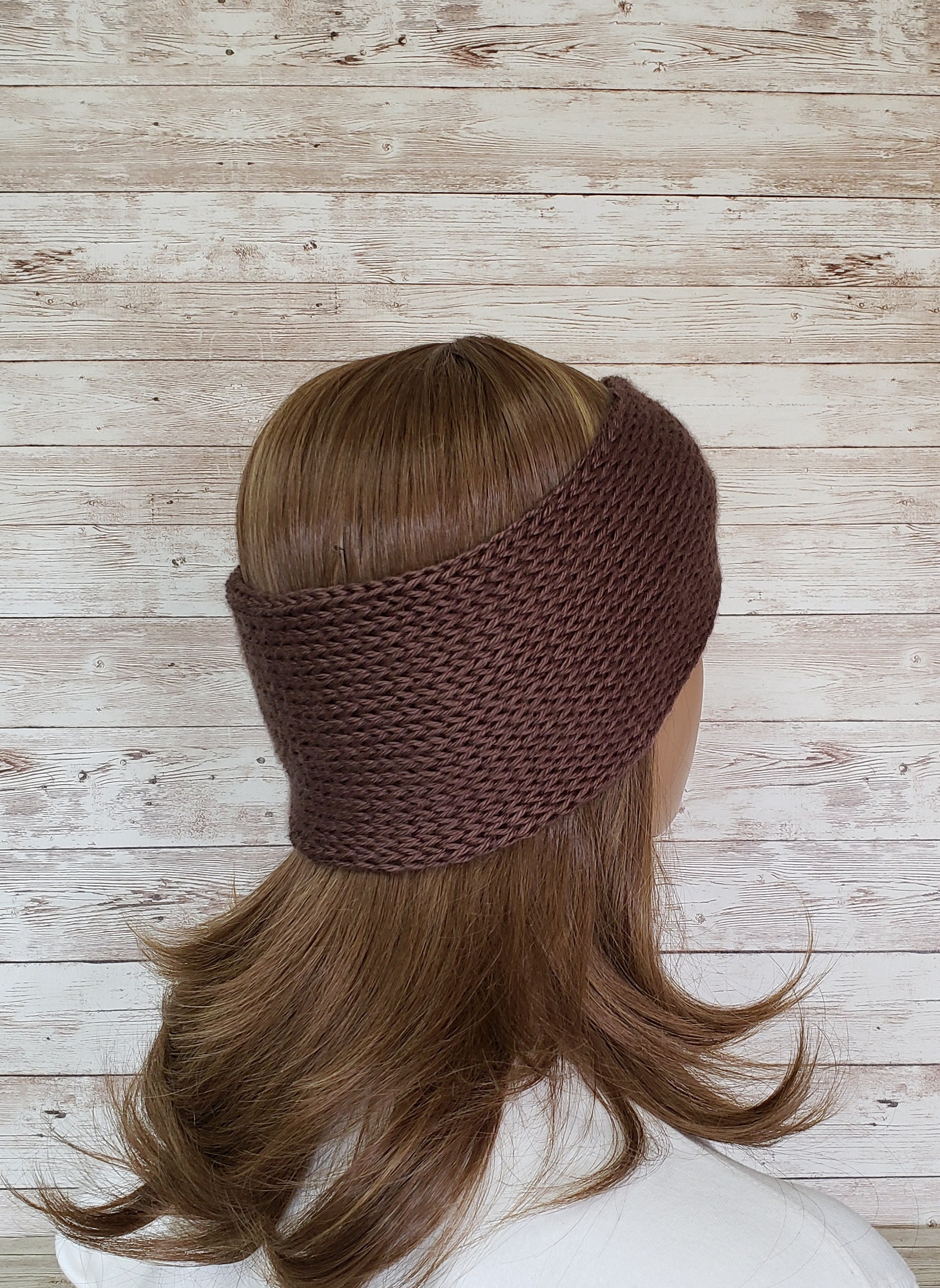Womens Brown Turban Twisted Knot Winter Headband, Boho  display picture 2