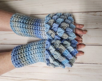 Sparkly Dragon Scale Gloves, Womens Fingerless Gloves, Winter Gloves for Women, Wrist Warmers