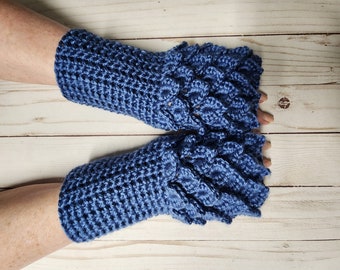 Dragon Scale Gloves, Fingerless Gloves, Womens Winter Gloves, Fingerless Mittens Wrist Warmers Arm Warmers