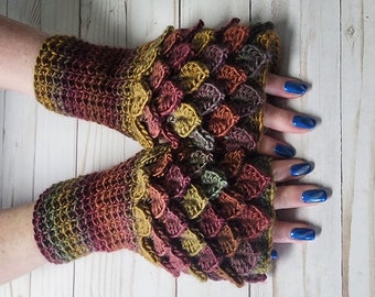 Dragon Scale Gloves, Womens Fingerless Gloves for Winter, DragonScale Fingerless Gloves for Women, Wrist Warmers