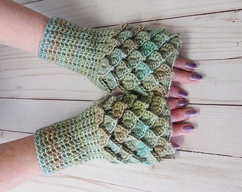 Fingerless Gloves for Women, Dragon Scale Gloves For Winter, Mermaid Gloves, Wrist Warmers
