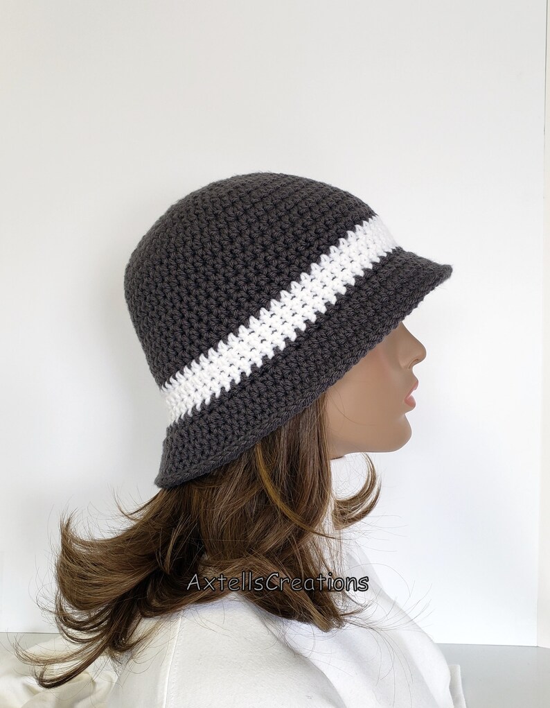 Crochet Womens Winter Hat with Flower Gray Average 1920s Flapper Bucket Cloche Boho Hat Knit Womens 1920s Vintage Style Bucket Hat