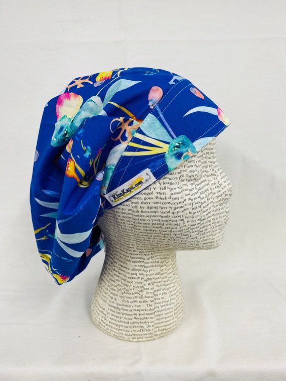 Scrub Hat by KimKaps Surgical Hat Bouffant Scrub Cap Traditional Bouffant Blue Green Pink Flowers