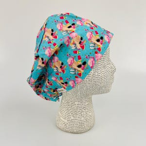 Scrub hat by KimKaps surgical hat European scrub cap Sale Bargain Clearance blue teal pink flamingos ice cream summer