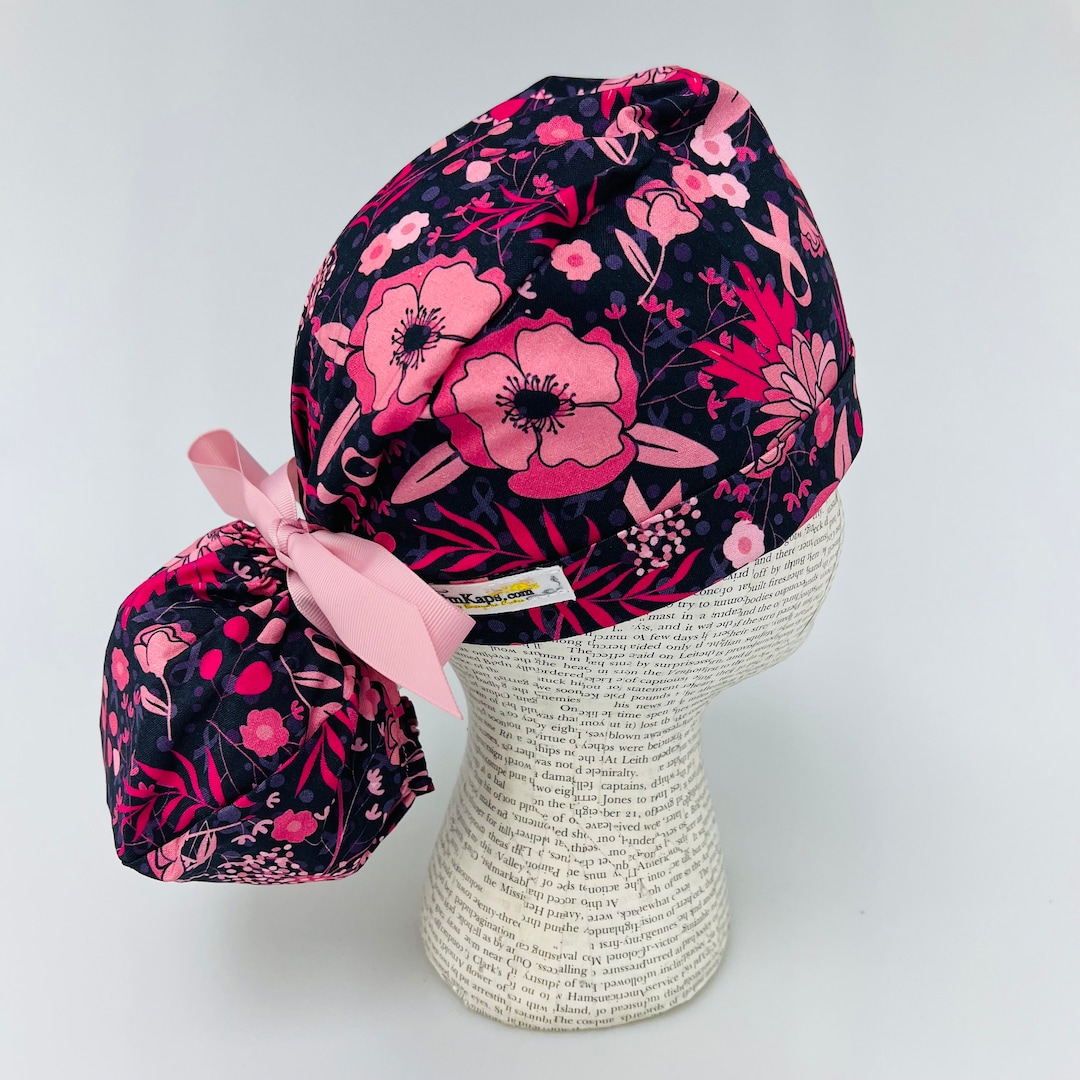 Scrub Hat by Kimkaps Surgical Hat Ponytail Scrub Cap Ribbon Scrub Hat