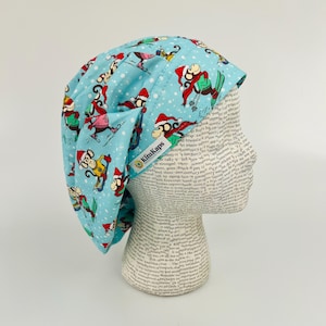 Scrub hat by KimKaps surgical hat bouffant scrub cap Traditional bouffant Sale Bargain Clearance red yellow purple winter skiing monkeys