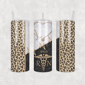 Nurse Gift Nurse Tumbler Personalized Cheetah RN Tumbler Nurse Gift Doctor Tumbler Doctor Gift