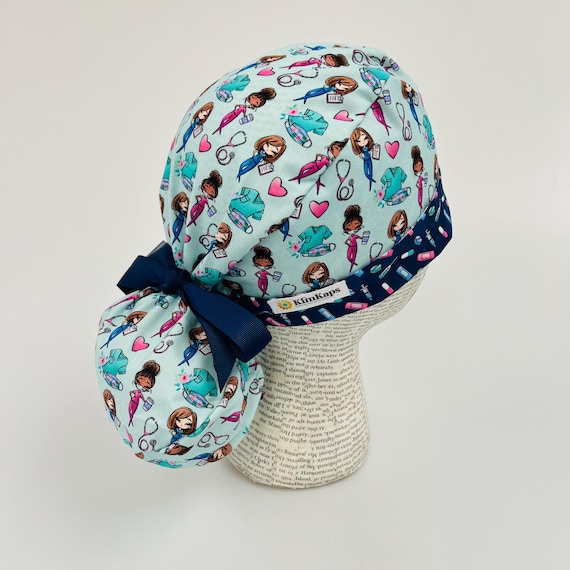 Euro Bouffant / Ponytal Style Surgcal Scrub Hat W/ Toggle - Etsy