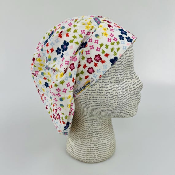 Printed Cap Navy And Yellow And Pink Flowers Printed Cap Navy And Yellow And Pink Flowers