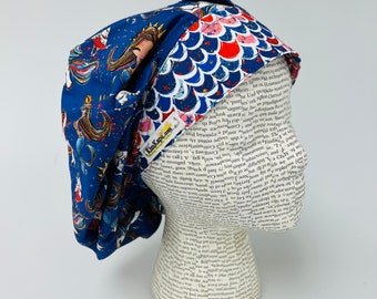 Scrub hat by KimKaps surgical hat bouffant scrub cap Traditional bouffant Sale Bargain Clearance red white blue patriotic mermaids unicorns