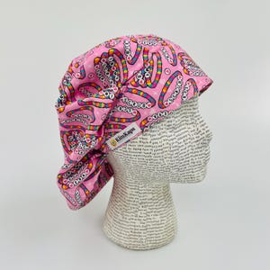Scrub hat by KimKaps surgical hat bouffant scrub cap Traditional bouffant pink white purple teal yellow Scrub era bracelets