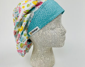 Scrub hat by KimKaps surgical hat bouffant scrub cap Traditional bouffant teal blue pink green yellow summer gnomes