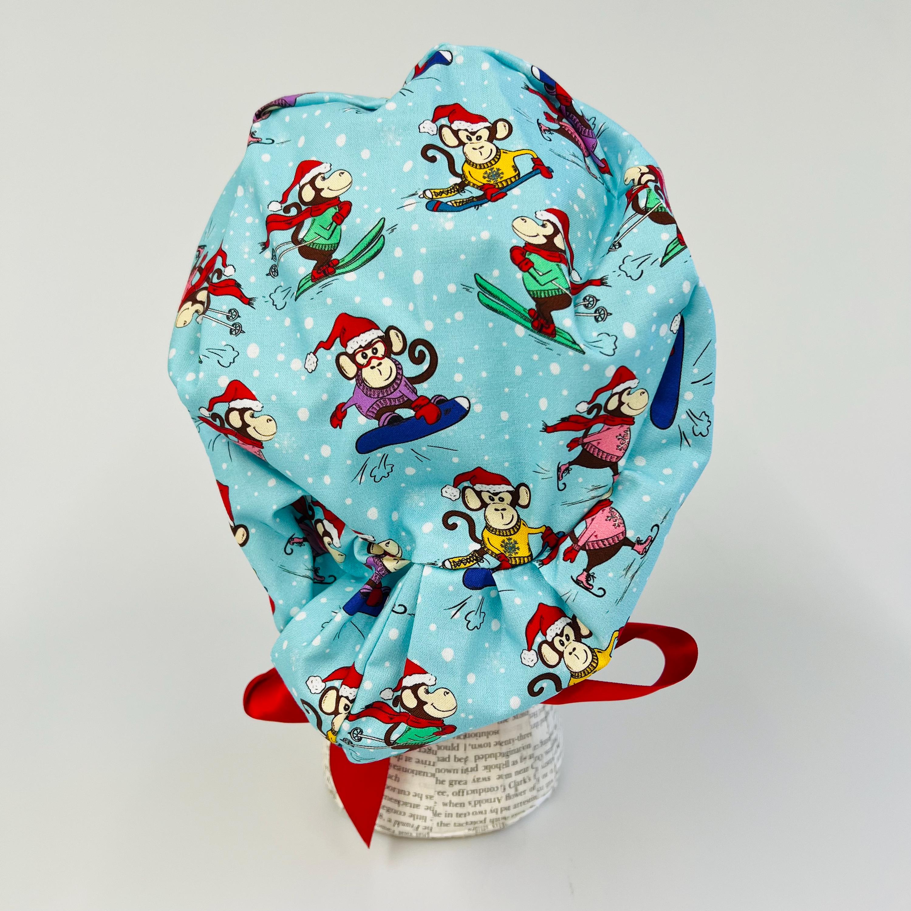 ? Handmade KimKaps style Euro Scrub Cap with Ribbon Lot of 6 Scrub Hat by Kimkaps Surgical Hat European Scrub Cap Navy  main image 4