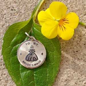 Vintage Sterling Silver Bridesmaid Charm: Engravable 1960s Pendant