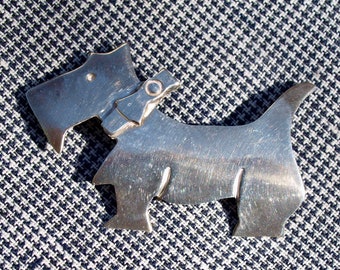 Pin de perro escocés terrier de plata esterlina mexicana vintage, broche, Taxco