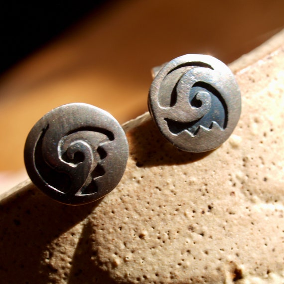 Native American Sterling Silver 925 Earrings with… - image 1