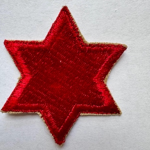 US Army 6th Infantry Division Patch, Red Star, Vintage, Embroidered sew-on patch