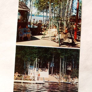 Wisconsin Mid Century Postcard Resort of the Woods, Boulder Lake, Wisconsin from 1958 with stamp