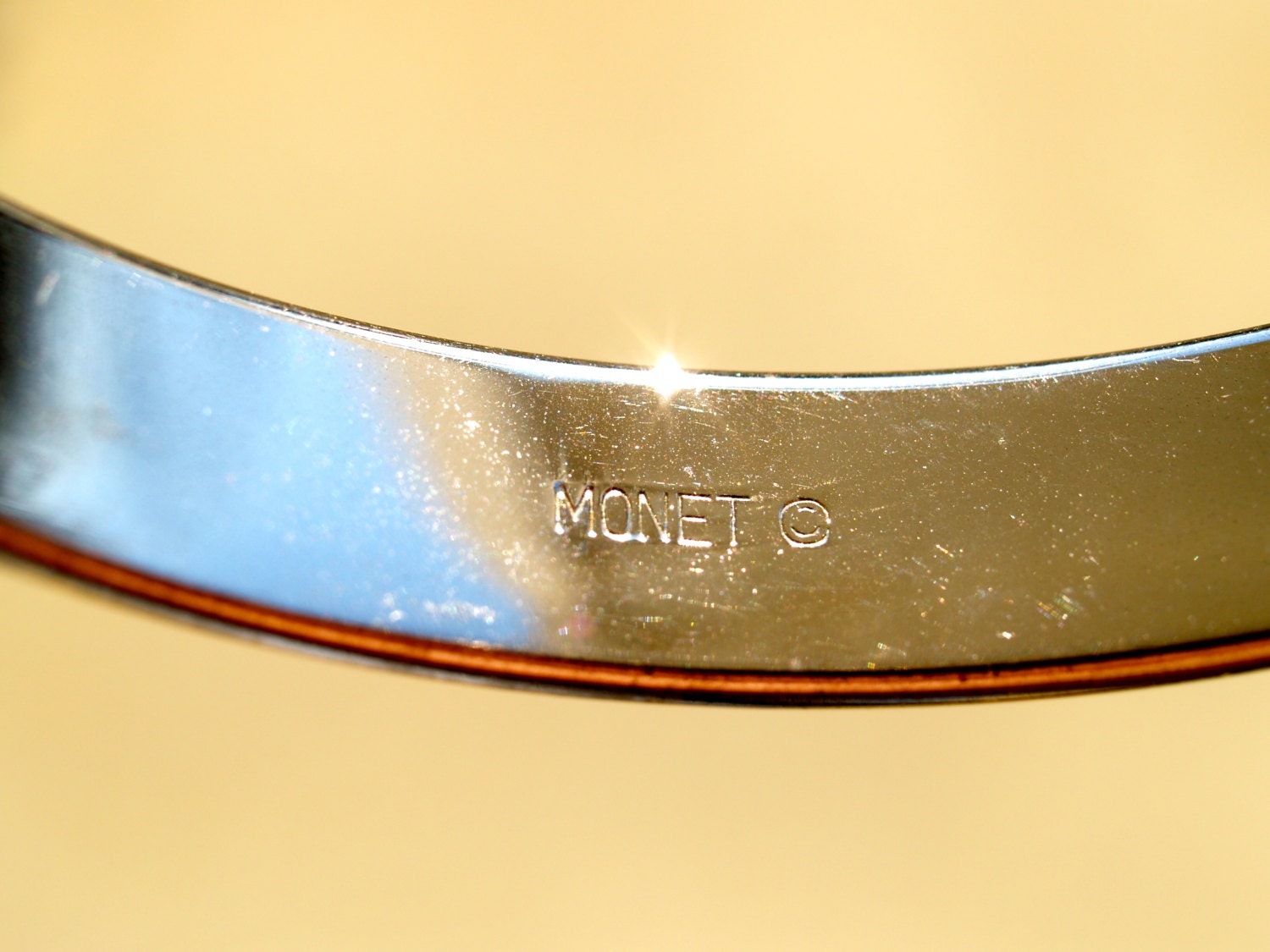 Vintage Signed 1960 #39 s Monet Silver Tone Bangle Bracelet Etsy