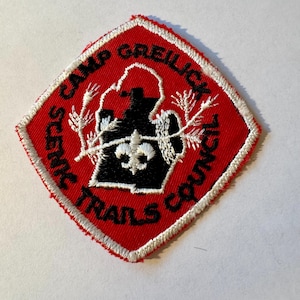 Boy Scout Camp Greilick Malerische Pfade Rat, Abzeichen, Aufnäher, Vintage, gestickt Aufnäher, unteren Halbinsel,Michigan Karte