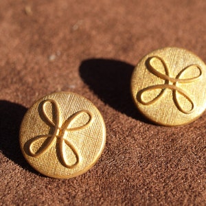 Vintage  Metal Gold-colored 3/4 Inch Buttons, One Pair