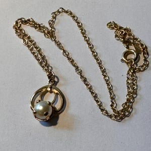 Vintage Sarah Coventry Gold-Tone Faux Pearl Pendant Necklace, 14&quot; Chain