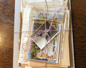 Bündel von fünfzig Papier Ephemera Artikel, Vintage und Antik, für Junk Journals, Scrap Buchung, Karte, Papierhandwerk. Alles Alt. Einzigartige Bündel.