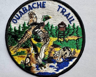 Geborduurde vintage Ouabache Trail-patch: BSA Hiking Award