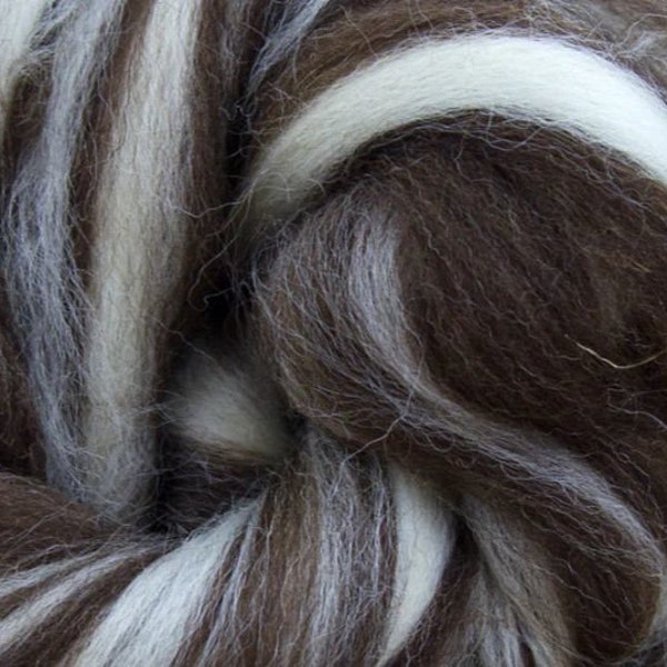 Mixed Corriedale Wool Top Roving - Undyed Natural Spinning & Felting Fiber / 1oz