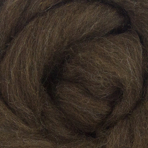 Dark Brown New Zealand Corriedale Wool Top Roving / 1oz